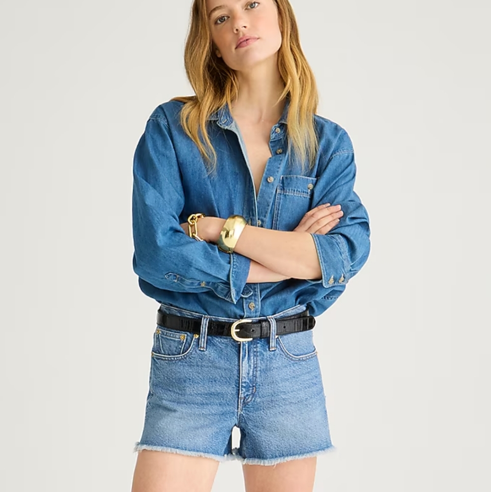 -J Crew 6" length raw hem cutoff jean shorts midrise/medium wash